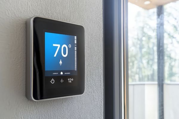 smart thermostat set at 70 degrees