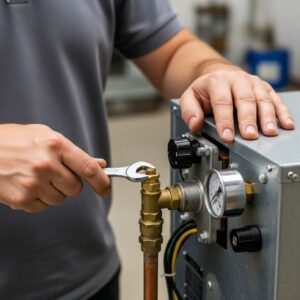 technician working on heating unit