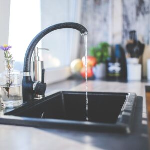 A faucet running